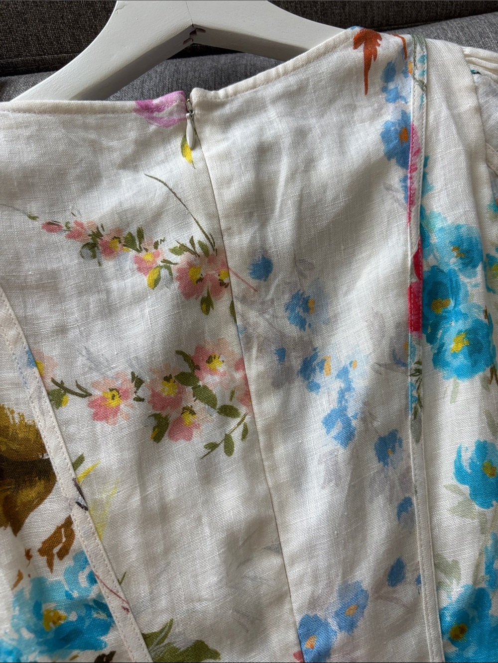 Zimmermann Halcyon Panneled Floral V-Neck Mini Dress in Cream AU 0/ US 4 NWT - Picture 14 of 16